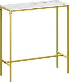 HOMCOM Szögletes Magas Bárasztal Márvány Hatású Felsőrésszel és Acél Kerettel, Étkezőbe és Konyhába, 100 x 40 x 107 cm, Arany | Aosom