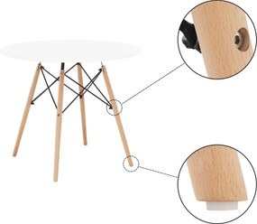 Étkezőasztal, fehér/bükk, átmérő 90 cm, GAMIN 2 NEW 90