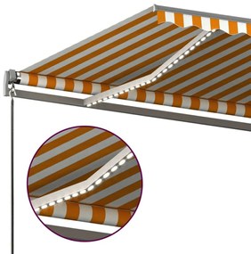 sárga-fehér szélérzékelős és LED-es napellenző 450x350 cm