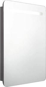 vidaXL fényes szürke LED-es tükrös fürdőszobaszekrény 60 x 11 x 80 cm