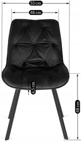 Bézs Bársony Forgó Étkezőszék Fekete Színben. MARCO