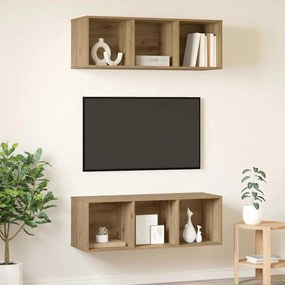 Fali TV szekrények 2 pcs kézműves tölgy 37 x 37 x 107 cm