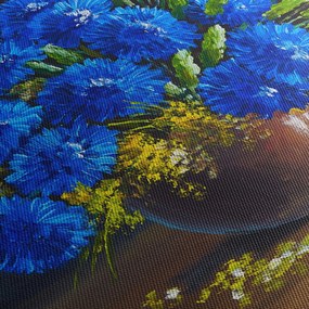 Kék virágok képe egy vázában (70x50 cm)