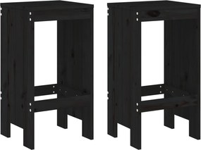 vidaXL 2 db fekete tömör fenyőfa bárszék 40x36x75 cm