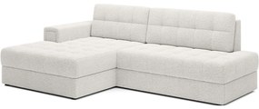 Krémszínű buklé kinyitható sarokkanapé (bal oldali-heverő résszel) Blezalt – ELTAP