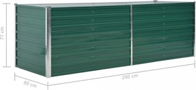 vidaXL zöld horganyzott acél kerti magaságyás 240 x 80 x 77 cm