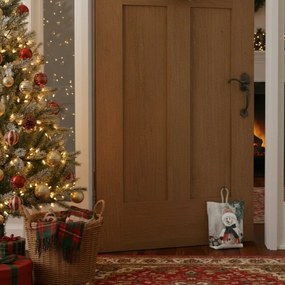 Karácsonyi ajtóütköző Hóember piros, 22 x 23 cm