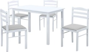 Étkezőgarnitúra 1+4, fehér/bézsesszürke, SOMIN