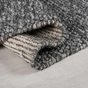 Sötétszürke kézi szövésű gyapjúkeverék futószőnyeg 60x230 cm Minerals – Flair Rugs