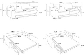 Kék kinyitható kanapé 234 cm Ernest – Bobochic Paris