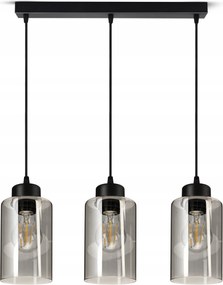 Függőlámpa Mennyezeti Csillár Fekete Üveg Glass Tube 535-BZ3 Led E27