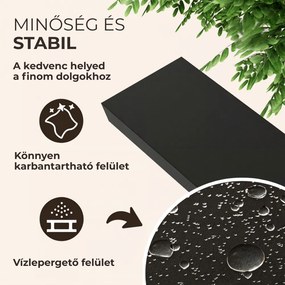 FIGO + fali polc konzollal, 110cm, fekete Casaria