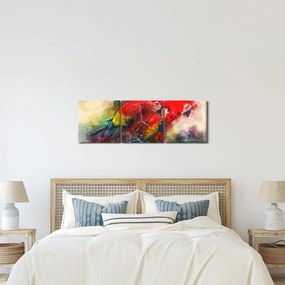 Vörös ara papagájok képe (órával) (90x30 cm)