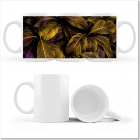 Bögre fényképpel Gyönyörű mézes levelek