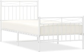 vidaXL fehér fém ágykeret fej- és lábtámlával 90x200 cm