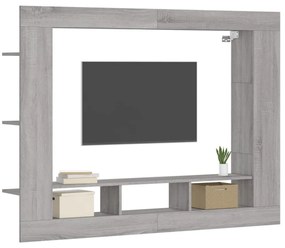 szürke sonoma színű szerelt fa TV-szekrény 152x22x113 cm