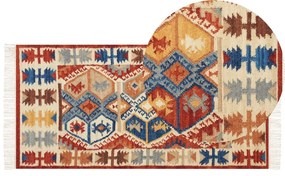 Színes kilim gyapjúszőnyeg 80 x 150 cm VANASHEN Beliani