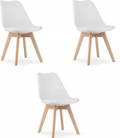 Modern szék, étkező szék, 3 db-os szett, fehér, kényelmes
