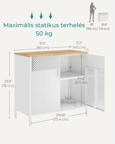 BRIX fém tárolószekrény, 76x80x40cm, fehér/barna SongmicsHome