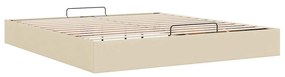 Ottomán krémszínű szövet ágykeret matrac nélkül 160 x 200 cm