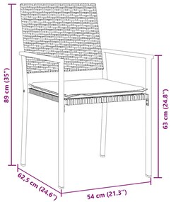 4-es szett Fekete PE rattan, porszórt acél 54x62.5x89 cm