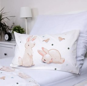 Pamut ágynemű babaágyba BUNNIES fehér Ágyneműhuzat mérete: 40 x 60 cm | 100 x 135 cm