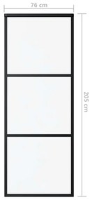 fekete ESG üveg és alumínium tolóajtó 3 paneles 76 x 205 cm