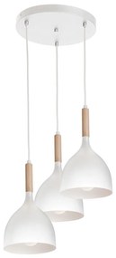 Csillár zsinóron NOAK WOOD 3xE27/15W/230V fehér/bükkfa
