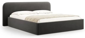 Fekete kárpitozott ágyneműtartós franciaágy ágyráccsal 200x200 cm Elizabeth – Micadoni