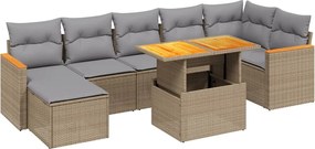 vidaXL 8 részes bézs polyrattan kerti ülőgarnitúra párnával