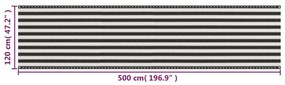 Antracitszürke-fehér HDPE erkélynapellenző 120 x 500 cm