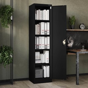 ALEX irodai irattároló fémszekrény, 450 x 1850 x 400 mm, fekete