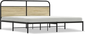 vidaXL sonoma tölgy színű fém ágykeret matrac nélkül 200 x 200 cm
