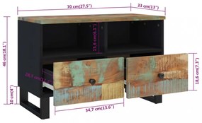 tömör újrahasznosított fa TV-szekrény 70 x 33 x 46 cm