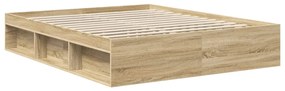 vidaXL Ágykeret fejtámlával Sonoma 160 x 200 cm Tömör fenyőfa