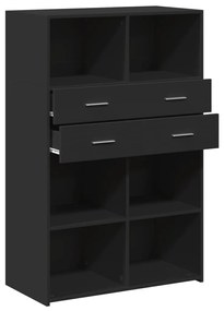 fekete szerelt fa magasszekrény 80 x 42,5 x 124 cm