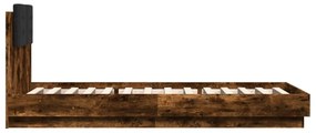 füstös tölgy színű szerelt fa ágykeret fejtámlával 100 x 200 cm