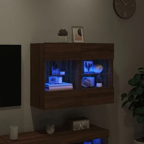 barna tölgyszínű fali TV-szekrény LED-del 78,5x30x60,5 cm