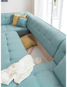 Türkiz kinyitható sarokkanapé (bal oldali-U alakú) Dazzling Daisy – Miuform