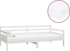 vidaXL fehér tömör fenyőfa dívány matraccal 90 x 200 cm