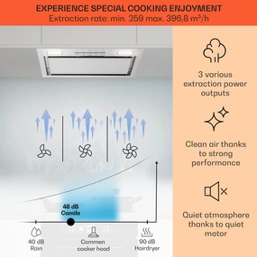 Klarstein Camila beépíthető 52 cm-es, 397 m³/ó LED Touch rozsdamentes acél páraelszívó