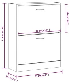 barna tölgyszínű szerelt fa cipősszekrény 63x24x81 cm