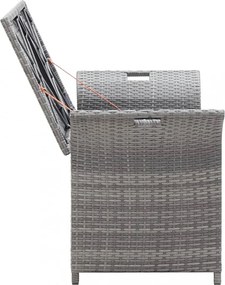 szürke polyrattan tárolópad párnával 138 cm