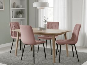 Rózsaszín bársony étkezőszék LIBRA fekete lábakkal