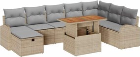 vidaXL Kerti Kanapé Szett 9 pcs Bézs polirattan