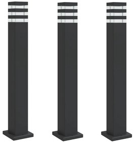 3 db fekete alumínium kültéri állólámpa 80 cm