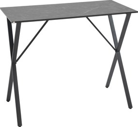 HOMCOM Modern Ipari Stílusú Bárpult, Magas Konyhaasztal Márványhatású Fából és Acélból, 120 x 60 x 102 cm, Fekete | Aosom