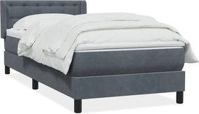vidaXL sötétszürke bársony rugós ágy matraccal 80x220 cm