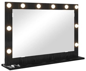 LED világítással ellátott sminktükör Fekete tölgy 80x55x18 cm