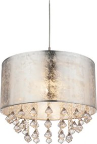 Globo 15188H3 Függeszték matt króm/textil antik- ezüst, akril dekor ø: 400, H:1500, exkl. 1xE27 60W 230V